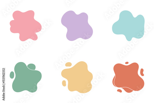 Set of Abstract Organic Shapes – Vector with Terracotta, Sand Beige, Light Olive Green, Serenity Blue, Soft Lavender, and Dusty Pink