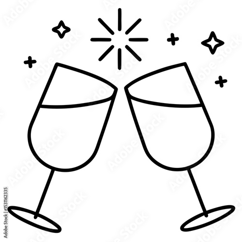 Cheers Glasses Vector – Generative AI & Linocut Silhouette Design for Celebrations