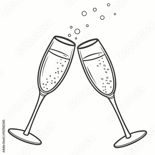 Cheers Glasses Vector – Generative AI & Linocut Silhouette Design for Celebrations