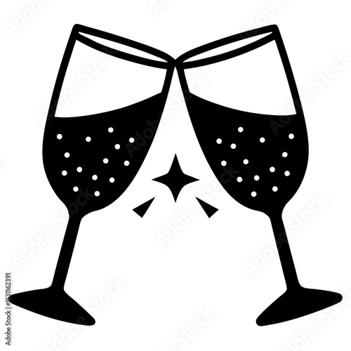 Cheers Glasses Vector – Generative AI & Linocut Silhouette Design for Celebrations