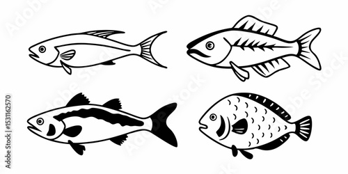 fish icon vector set