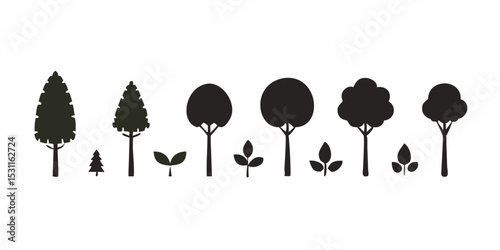 vector silhouettes of trees