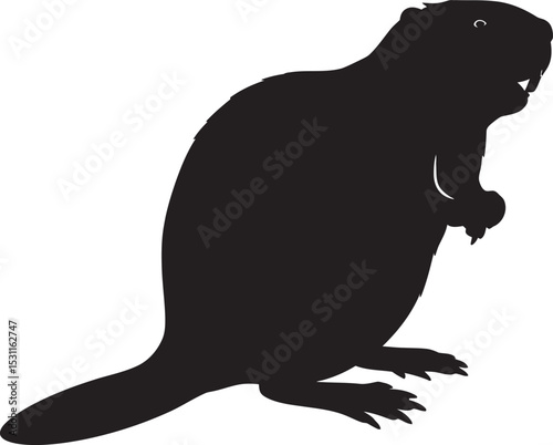 Beaver Animal black color Silhouette Vector