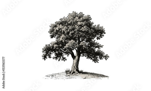 Beech Tree vector illustration, natural landscape, eco design, woodland art, tree drawing, botanical vector, outdoor nature art, green forest illustration, environmental concept.