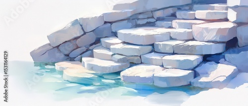 Layered Stones and Calm Water Coastal Landscape