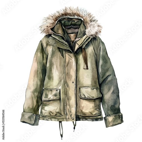 watercolor of Parka, vector, isolated on a white background.
