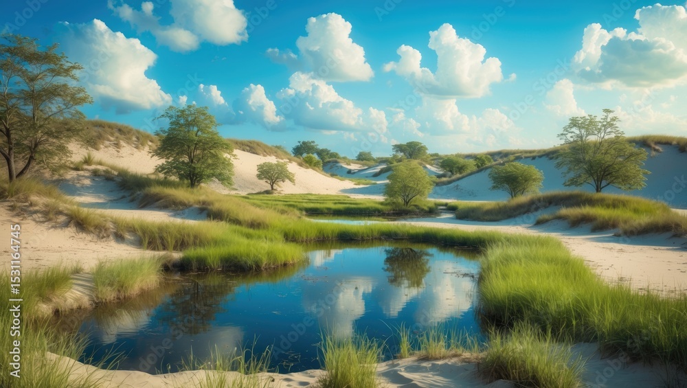 Obraz premium A pond on a back dune, Indiana Dunes National Park, Porter County, Indiana