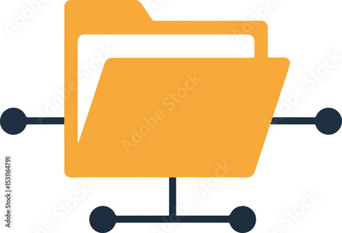 minimal modern folder icon with connection lines in digital business theme