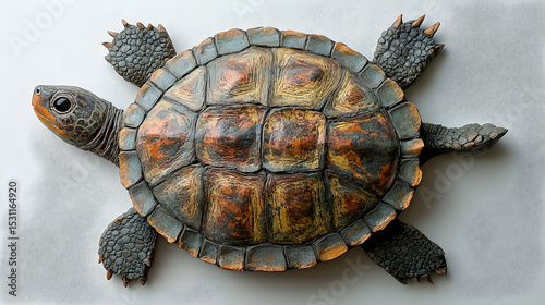 Detailed depiction of a turtle's shell.