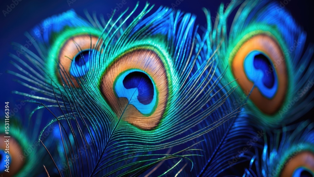 Obraz premium Colorful feather on dark background. Festival. Peacock.