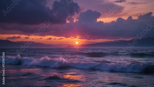 Beautiful Sunset at Haleiwa Beach Park, located on the Northshore of Oahu island, Hawaii, USA photo