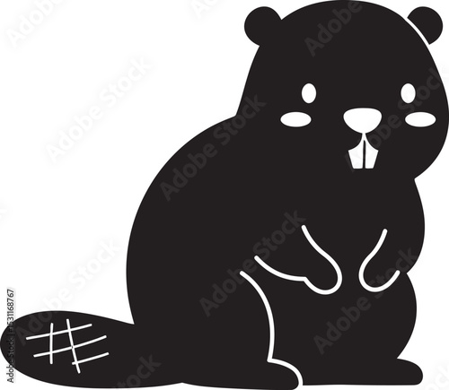 Beaver Animal black color Silhouette Vector