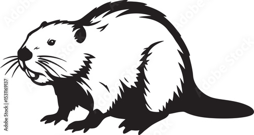 Beaver Animal black color Silhouette Vector
