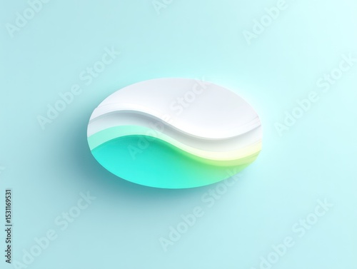 Minimalist Abstract Oval Shape with Blue to White Gradient Transition