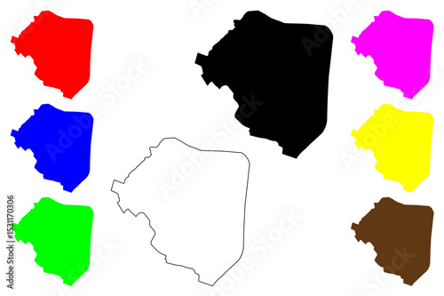 Az Zubayr city (Republic of Iraq, Governorate Basra) map vector illustration, scribble sketch Al Zubayr, Al Zubair, Az Zubair, Zubair, Zoubair, El Zubair, or Zobier map