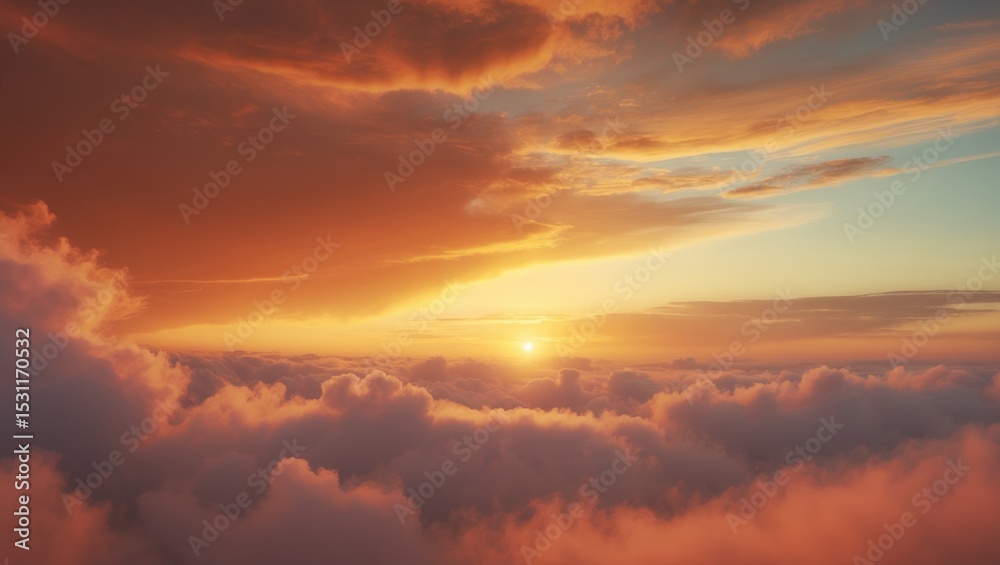 Large sun and Mist during sunrise, Morning, White balance with orange tint on sunrise Large sun and Mist during sunrise, Morning, White balance with orange tint on sunrise
