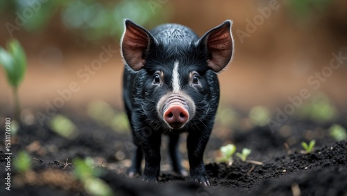 Big adult boar of warty pig is a critically endangered species in the pig genus. It is endemic to Islands in the central region.