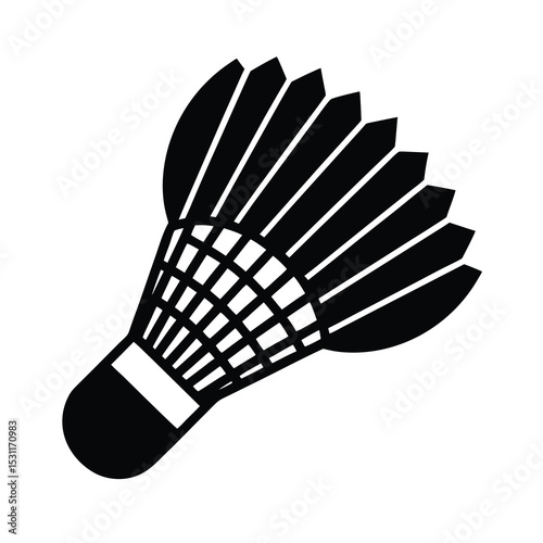 Black silhouette of badminton shuttlecock in corner angle