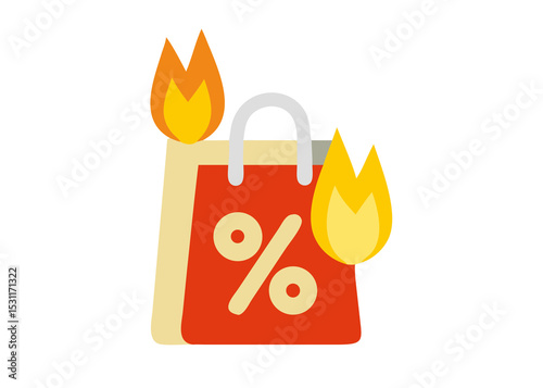 Hot Deals! A 3D-Rendered Illustration of a Flaming Pink Shopping Bag Unbelievable Discounts and Unbeatable Prices Await!