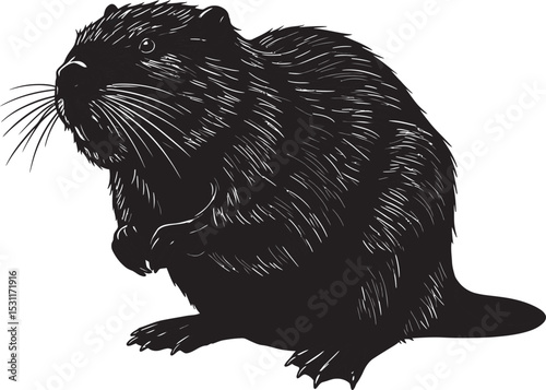 Beaver Animal black color Silhouette Vector