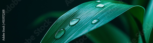 Green leaf water drops macro droplet nature close