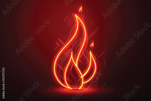 Vector editable red fire flame icon black background in flat style