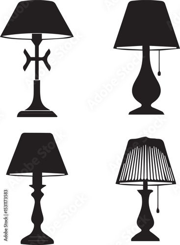 set of lamps vector silhouette