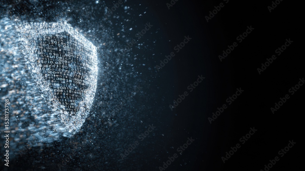 Obraz premium Shield of Binary Code Illuminates a Login Field, Enhancing Digital Security and Protecting Online Access