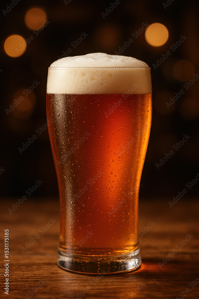 A tall slender pint glass filled with golden amber ale featuring a creamy frothy head and gentle light gradient symbolizes crafted quality and refreshment A tall slender pint glass filled with golden amber ale featuring a creamy frothy head and gentle light gradient symbolizes crafted quality and refreshment
