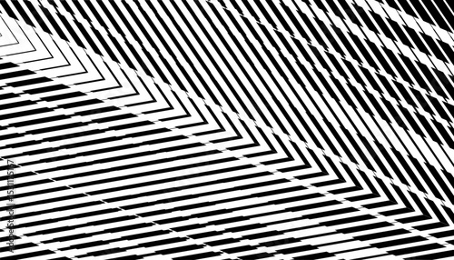Black and white abstract transition pattern with sporty motion effect for modern background and jersey design. Diagonal ways pattern. Vector Format Illustration. 