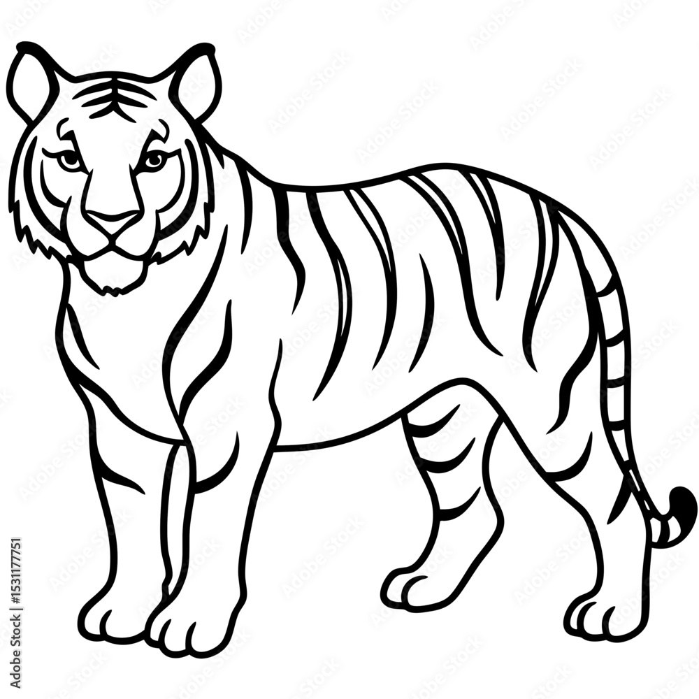 Fototapeta premium Tiger Trace line art vector 