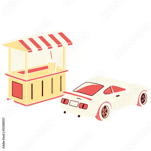 "Mobile Food Cart with Car Service"