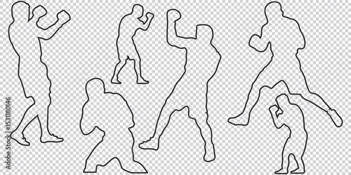 Vector of boxers stand with pose vector silhouette EPS 10