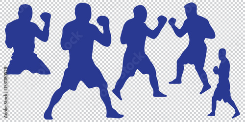 Set of silhouettes of boxer fighting EPS 10