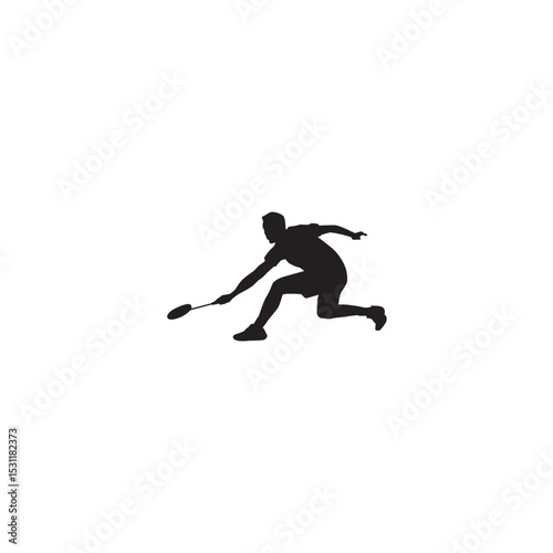 Badminton player silhouette action sport racket sportsman athlete isolated illustration