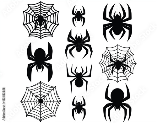 Symmetric Spider Silhouette Design Set