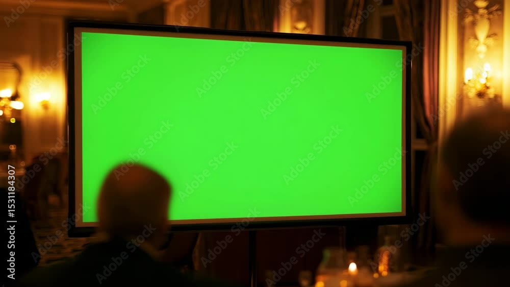 Green screen projector display in an elegant room