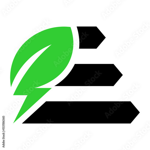The icon is a green leaf next to three stacked black energy bars, symbolizing energy efficiency.