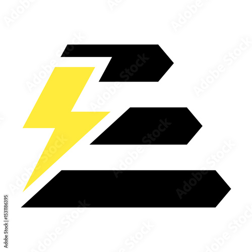 Icon of yellow lightning over stacked black energy bars, showing electric performance and power flow.