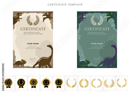 賞状２８７　恐竜　certificate　award　表彰状　celebration