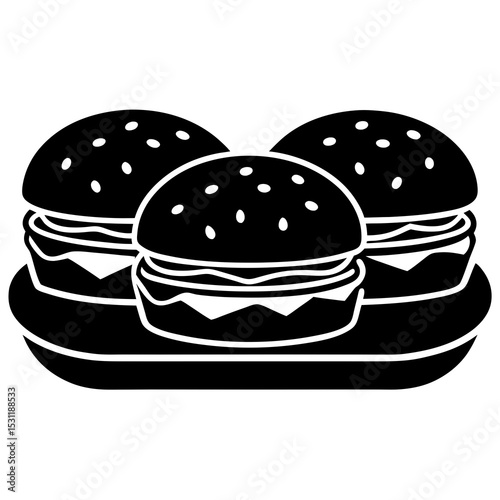 hamburger on black background