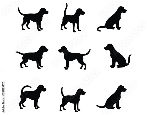 Dog Silhouette Vector – Beagle in Motion Set