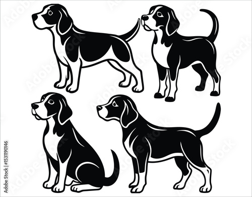 Minimalist Beagle Silhouettes for Pet Designs