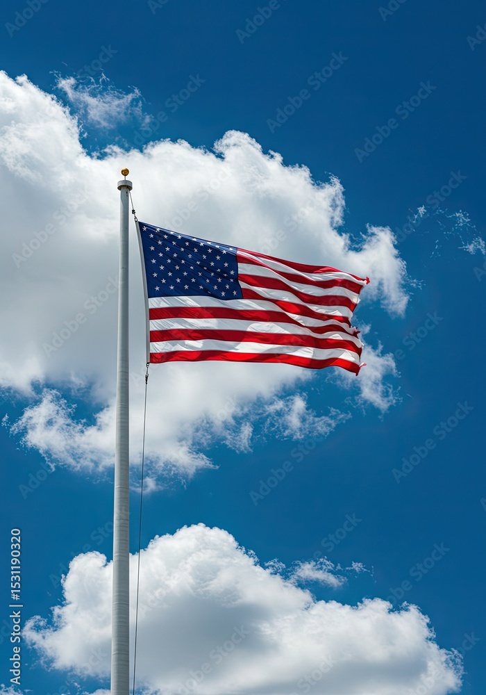 American Flag Waving in a Blue Sky American Flag Waving in a Blue Sky