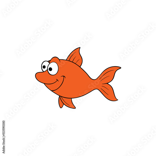 cartoon goldfish isolated on white
