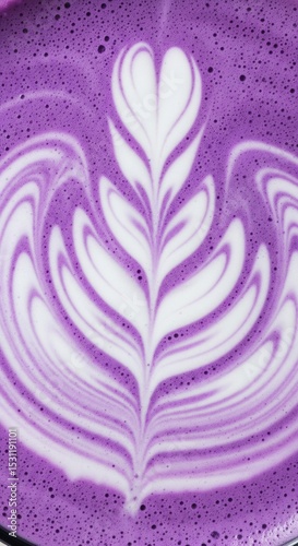 Ube latte art close up