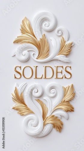 Elegant gold-highlighted rococo molding, ideal for Christmas cards and holiday greetings