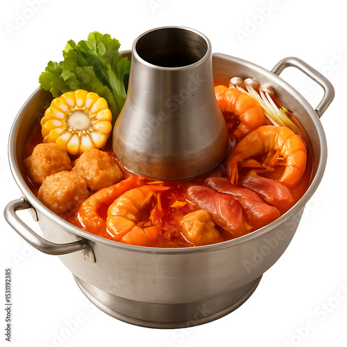 baked beans and shrimps food isolated on Transparent background 