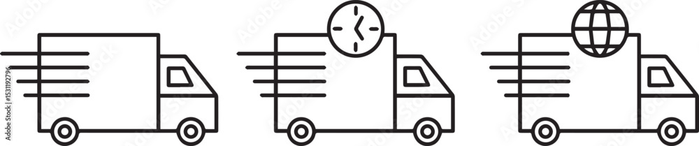 Fototapeta premium transportation, icon truck, delivery, logistics, speed, shipping, cargo, courier, efficiency, express, time, priority, movement, parcel, service