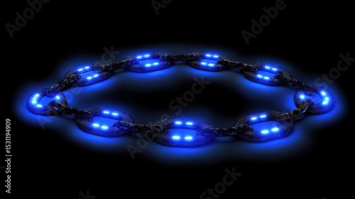 Blue Light-Up Necklace on Black Background